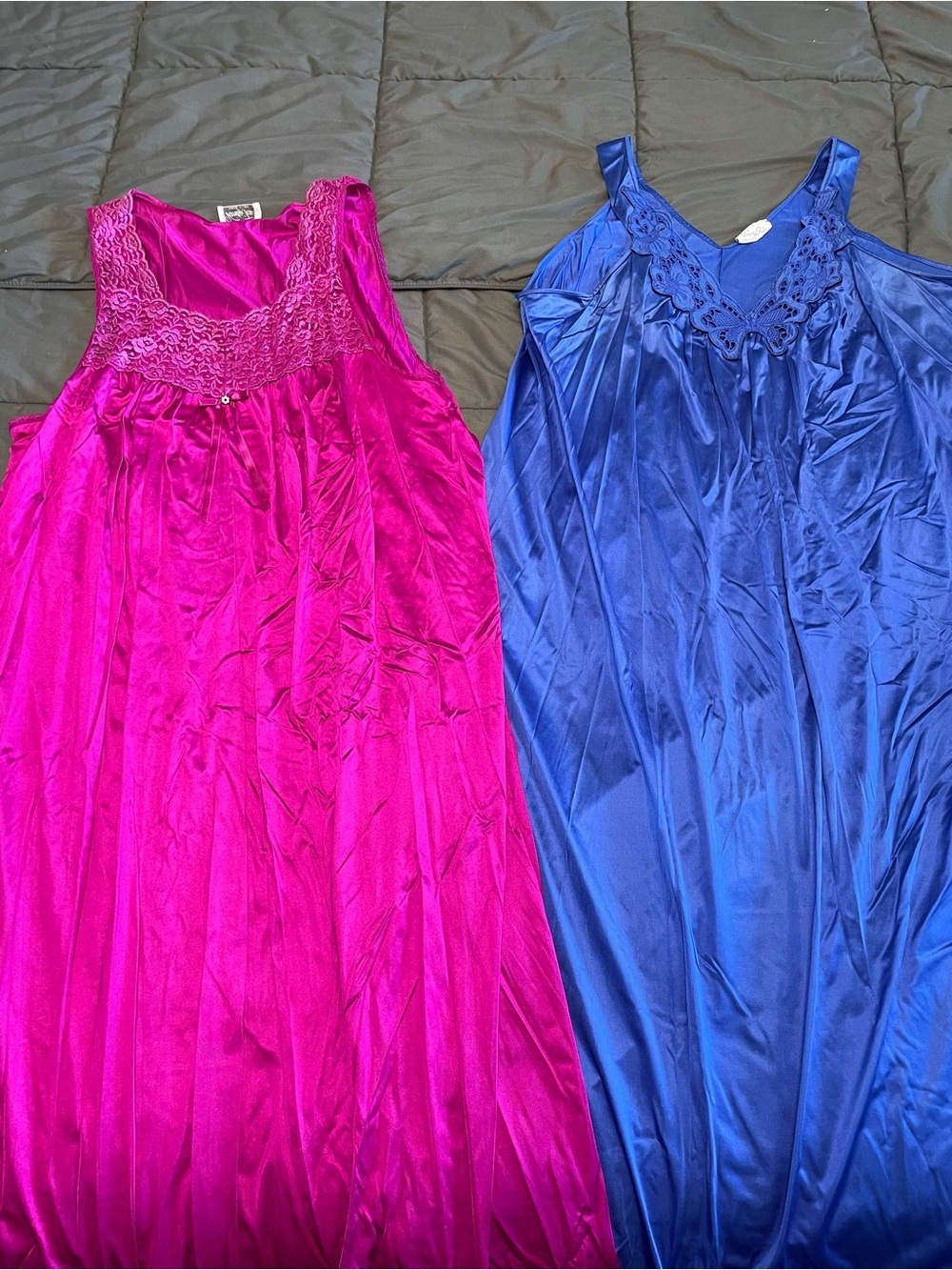 Vintage Vanity Fair Nightgown Bundle Size XL Satin Lace Sleeveless Made in USA 2